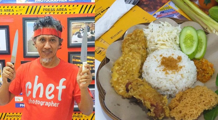 Dadang Tri Mulyanto dan menu kuliner andalannya Ayam Kremes Doyok. foto. istimewa. Jadi Korban Pandemi Covid-19, Jurnalis Foto Ini Sukses Bangun Usaha Kuliner