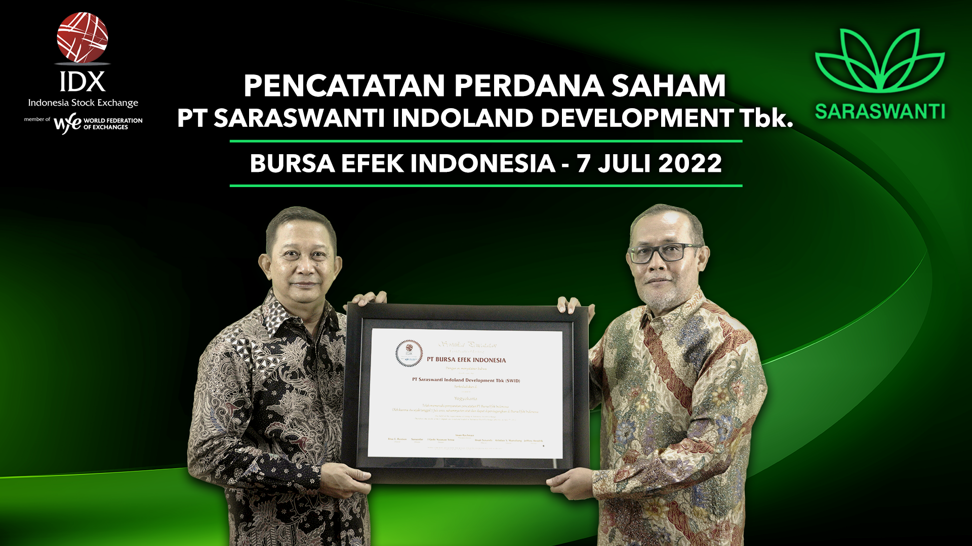 Oversubscribe 22 kali, Listing Perdana Saraswanti Indoland (SWID) Langsung ARA