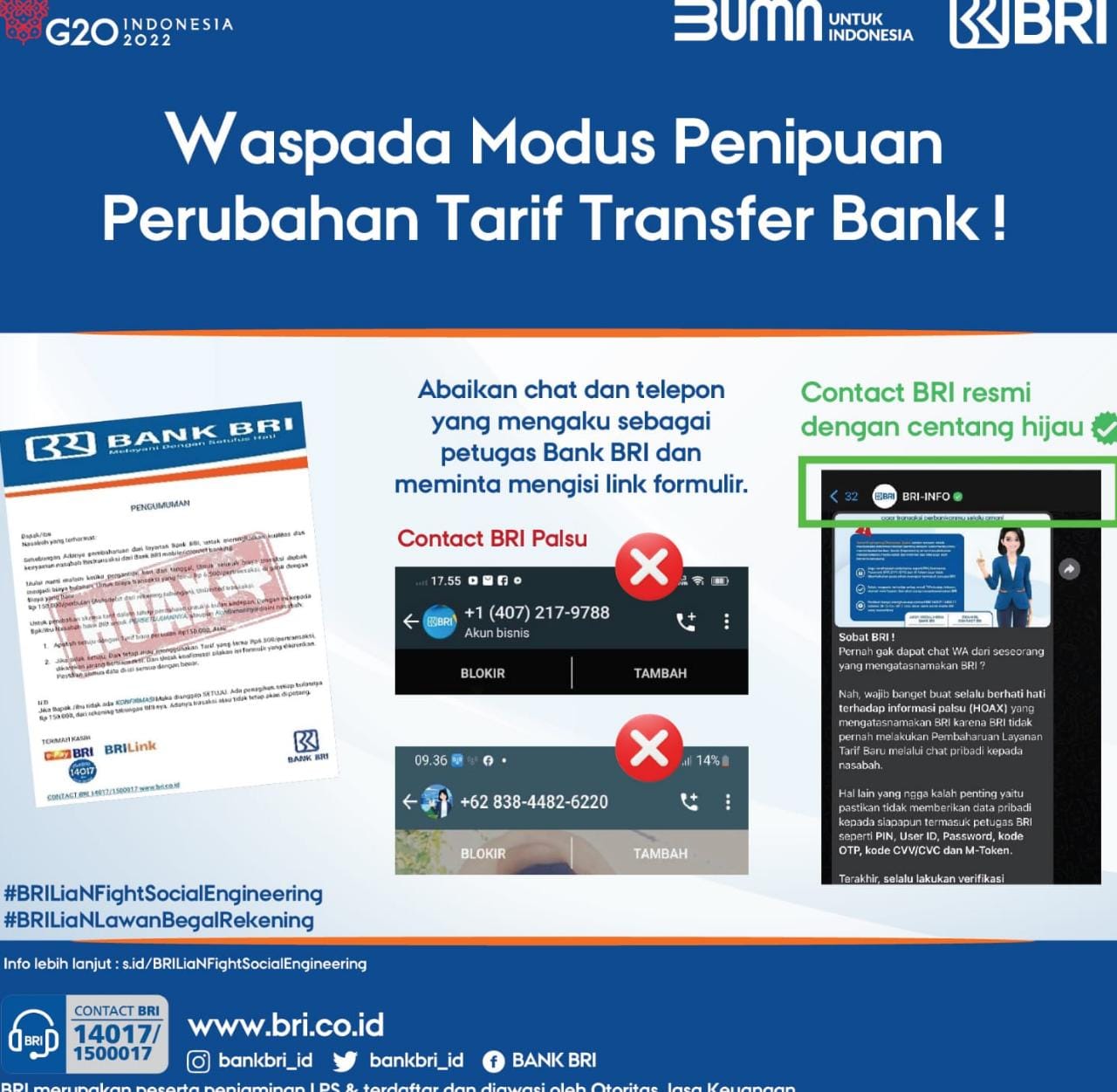 Beredar! Link Kenaikan Tarif Transaksi,  Bank BRI Imbau Nasabah Terapkan Langkah Ini