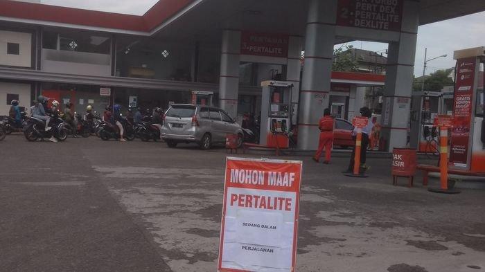Pertalite kosong. dok. Tribunnews. Harga BBM Subsidi Sudah Naik, Pembatasan Beli Pertalite dan Solar Mungkin Batal!