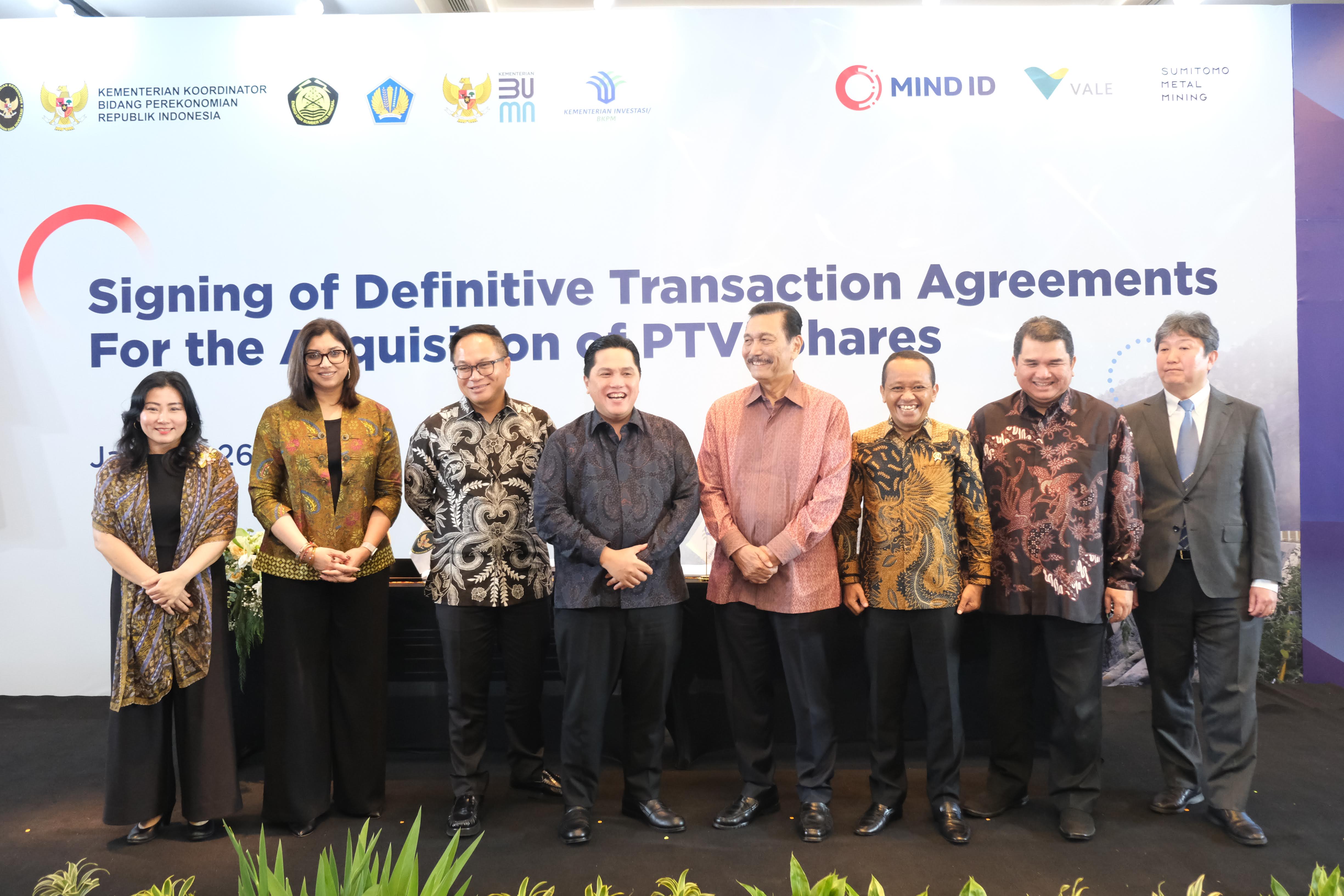 MIND ID yang resmi memiliki 34 persen saham PT Vale Indonesia Tbk (INCO). Dok/Istimewa Rampung! Luhut Ungkap Fakta Divestasi Vale (INCO)
