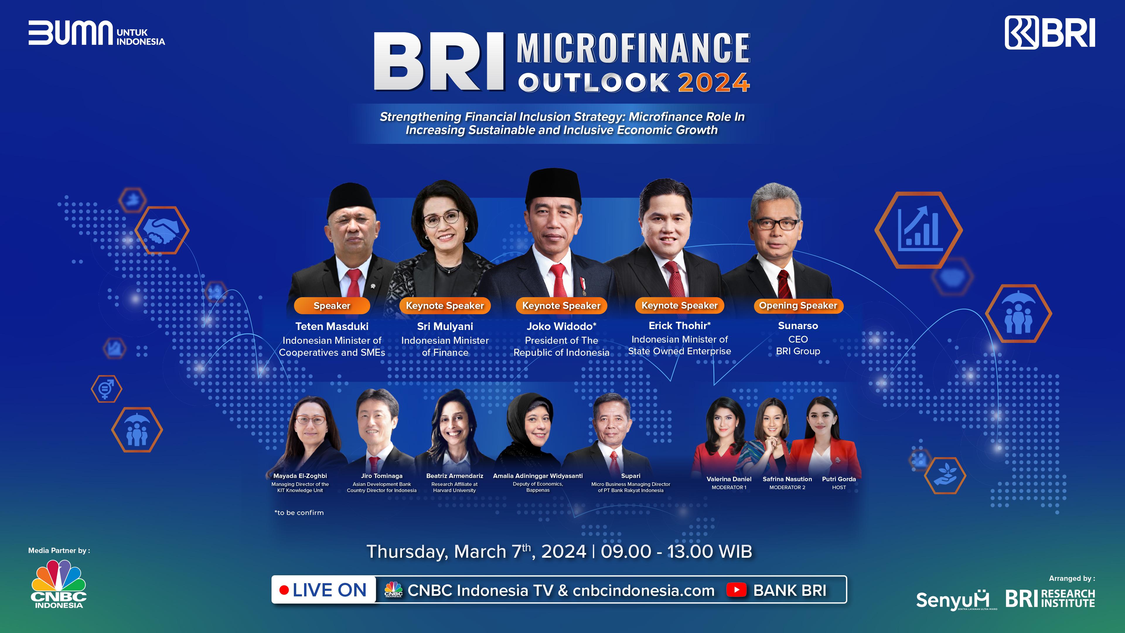 PT Bank Rakyat Indonesia Tbk. (BBRI) akan selenggarakan BRI Microfinance Outlook 2024. dok. BRI. BRI Microfinance Outlook 2024 Perkuat Inklusi Keuangan