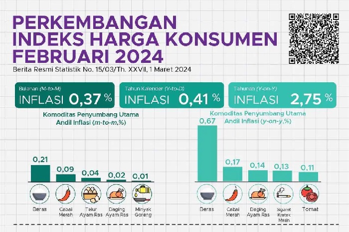 Harga Beras Picu Inflasi 2,75 Persen (YoY) di Februari