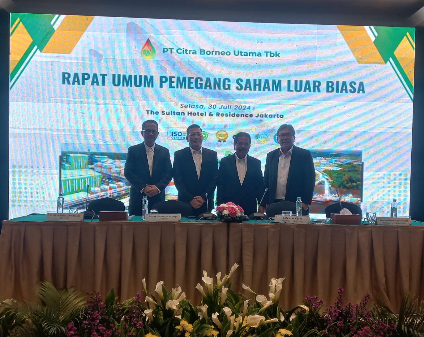 Jajaran Direksi dan Komisaris PT Citra Borneo Utama Tbk. Dok/istimewa CBUT Angkat Ronny Hertantyo Raharjo sebagai Direktur Utama