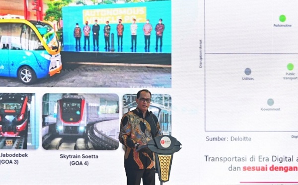 Menhub Budi Karya Sumadi ketika memaparkan terkait transformasi transportasi di era digital yang dipengaruhi teknologi otonomus di acara Indonesia Electric Motor Show 2024. Foto : Kemenhub Menhub Sebut Kendaraan Otonom akan Jadi Pilar Utama Transportasi RI