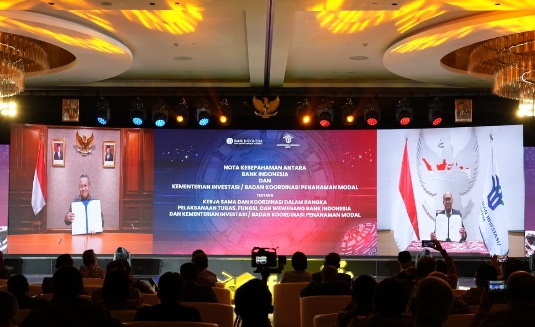 Bank Indonesia memperkuat sinergi dengan Kementerian Investasi/Badan Koordinasi Penanaman Modal dalam memberikan layanan perizinan ekonomi keuangan terpadu BI dan Kementerian Investasi Perkuat Kerjasama Layanan Perizinan