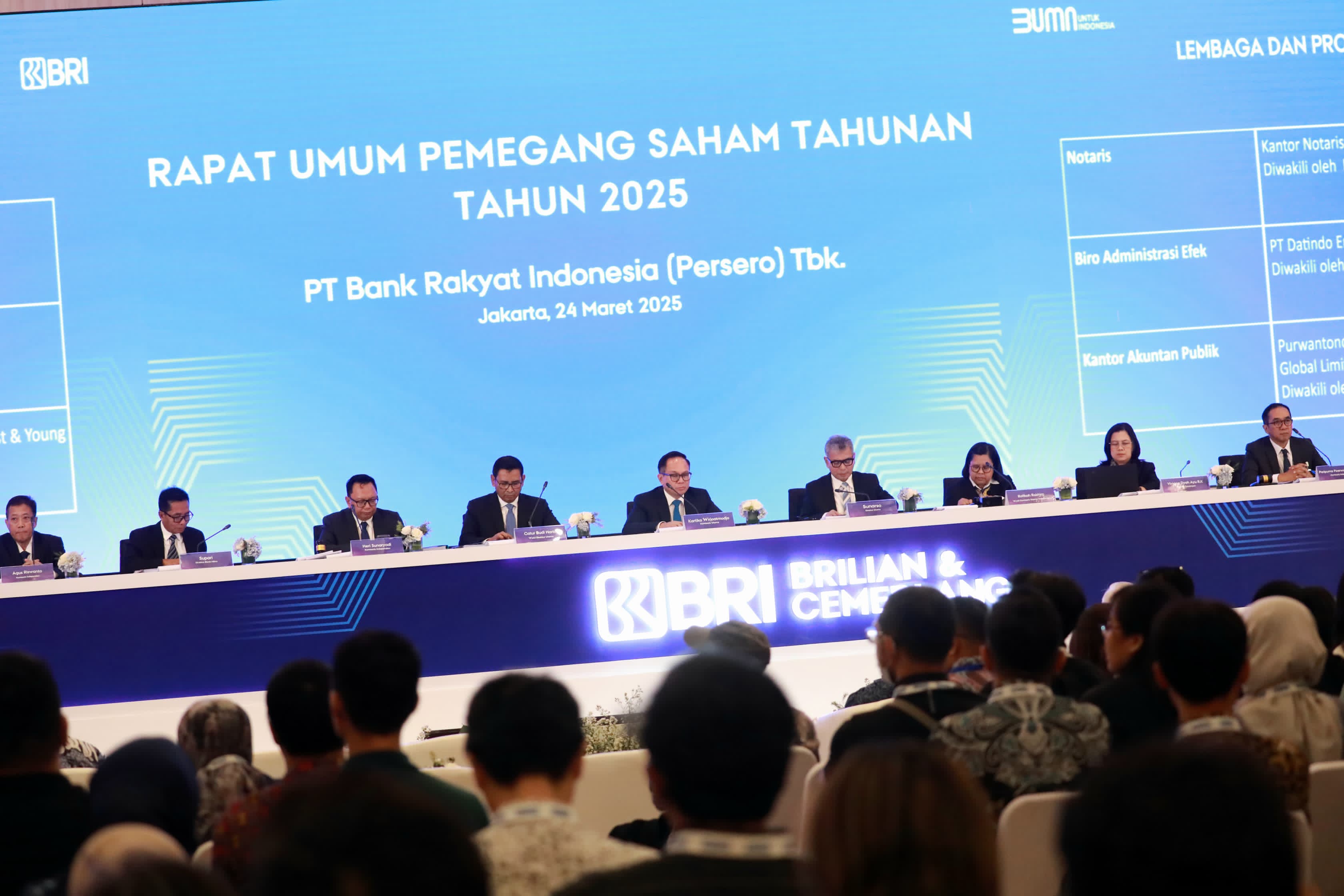 Manajemen BRI ketika menggelar RUPST BRI Sepakat Bagi Dividen Rp51,73T, Hery Gunardi Direktur Utama