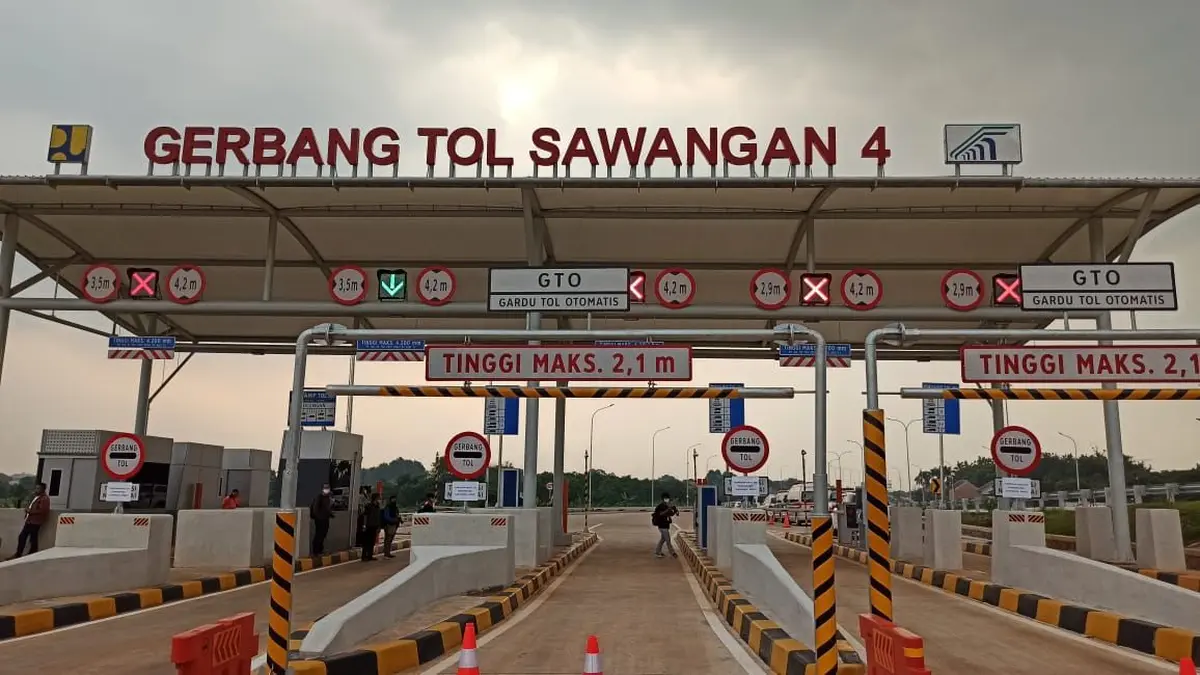 Suasana gerbang tol Sawangan, Depok, Jawa Barat besutan Citra Marga Nusaphala. FOTO - ISTIMEWA Emiten Tol Jusuf Hamka (CMNP) Buyback Rp902,1 Miliar, Ini Tujuannya