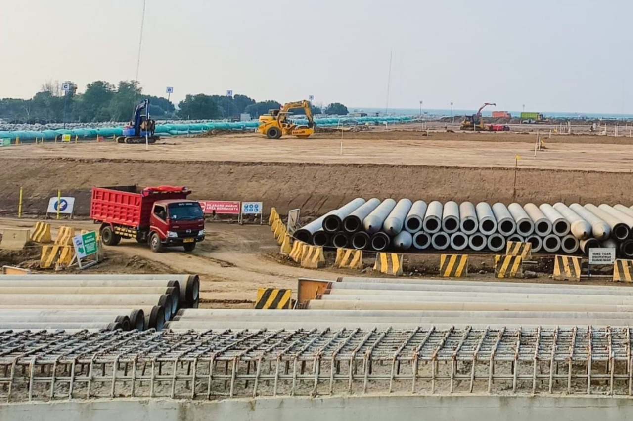 Kondisi terkini pembangunan Jalan Tol Semarang-Demak. FOTO - ISTIMEWA Akselerasi! SMGR Pasok Puluhan Ribu Ton Semen Tol Semarang-Demak