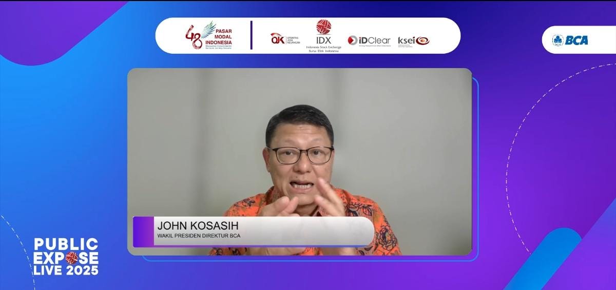 Potret Wakil Presiden Direktur BBCA John Kosasih dalam gelaran Public Expose LIVE pada Kamis (11/9). BCA (BBCA) Tegaskan Pembagian Dividen Tetap Lancar