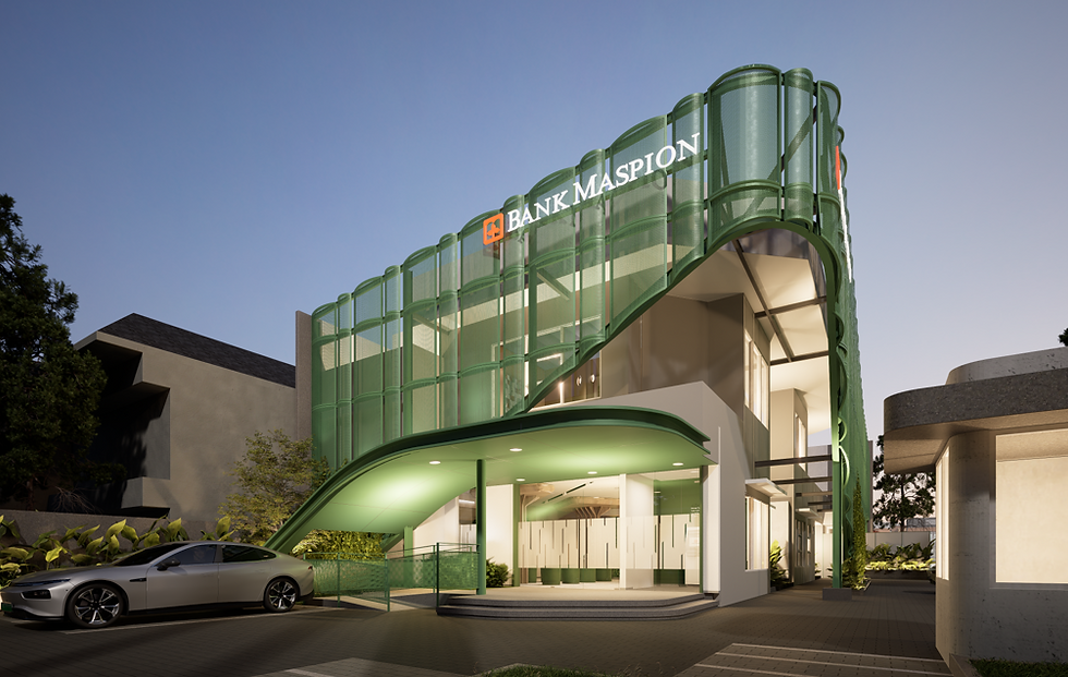 Desain gedung baru Bank Maspion Surabaya. FOTO - Alien Design Consultant Alim Investindo Kembali Buang 983,73 Juta Saham BMAS Harga Miring