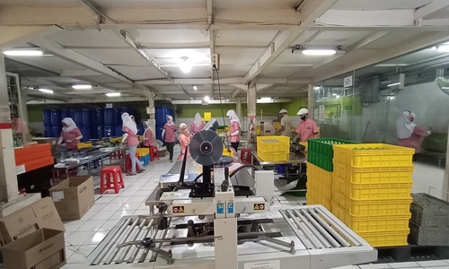 Sejumlah karyawan sibuk di ruang kerja pabrik perseroan. FOTO - ISTIMEWA Terbang Ratusan Persen, BEI Akhirnya Bekukan Saham EURO