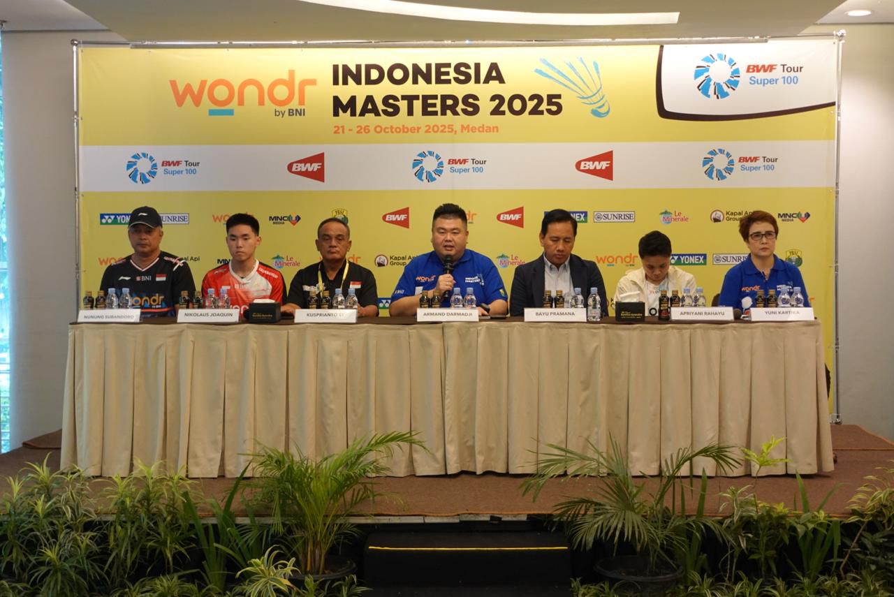 Sebanyak 232 atlet dari 15 negara dipastikan tampil pada wondr by BNI Indonesia Masters 2025 yang digelar di GOR PBSI Sumatera Utara, Medan, 21–26 Oktober 2025. Wondr by BNI Indonesia Masters 2025 Hadirkan 232 Atlet Dunia