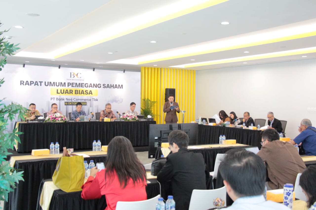 Rapat Umum Pemegang Saham Luar Biasa (RUPSLB) PT Bank Neo Commerce Tbk. (BBYB),di Jakarta, Kamis (16/10/2025). Agenda dalam rapat tersebut adalah perubahan susunan pengurus Perseroan. Dok. Ist. Perkuat Komitmen, Bank Neo Commerce (BBYB) Baharui Struktur Organisasi
