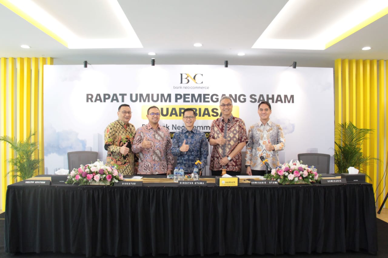 Rapat Umum Pemegang Saham Luar Biasa (RUPSLB) PT Bank Neo Commerce Tbk. (BBYB),di Jakarta, Kamis (16/10/2025). Agenda dalam rapat tersebut adalah perubahan susunan pengurus Perseroan. Dok. Ist. Perkuat Komitmen, Bank Neo Commerce (BBYB) Baharui Struktur Organisasi