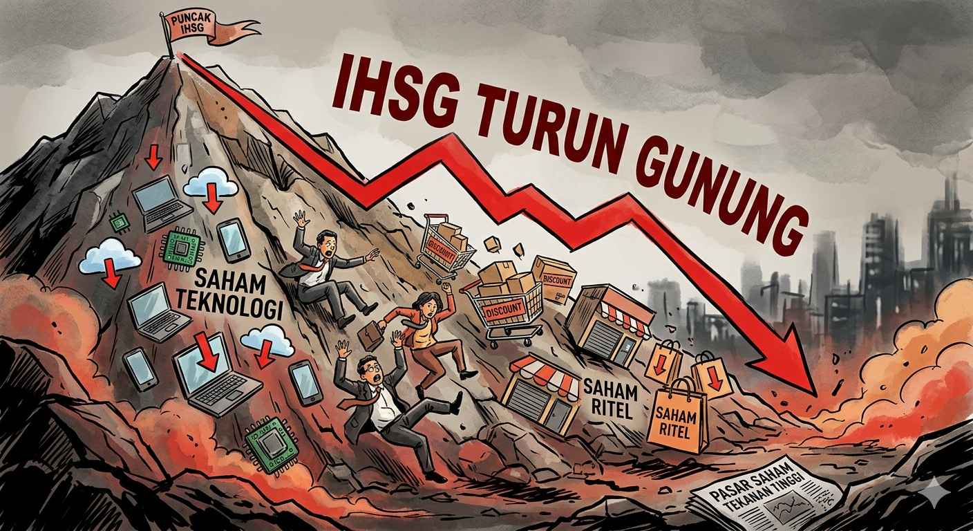 IHSG Turun Gunung, Saham Teknologi dan Ritel Tertekan