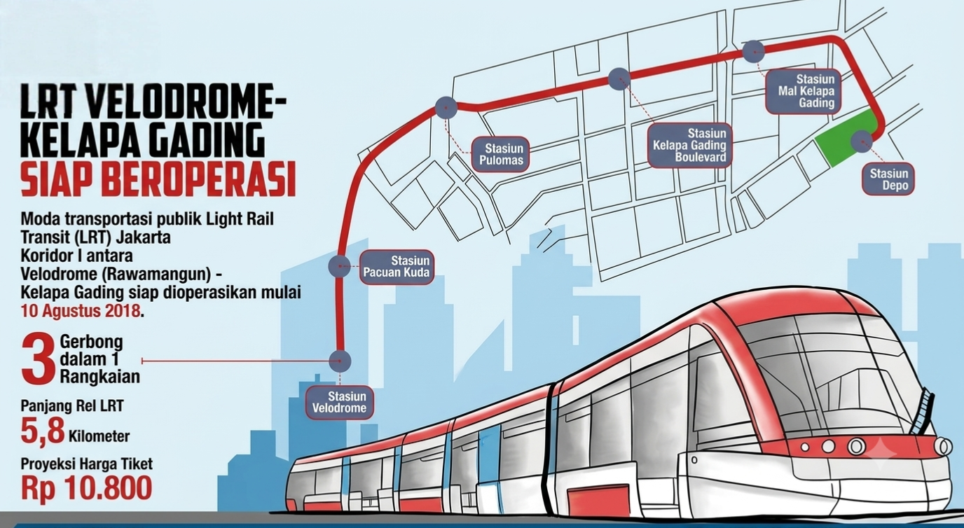 Beroperasi 26 Agustus, LRT Kelapa Gading-Manggarai 28 Menit