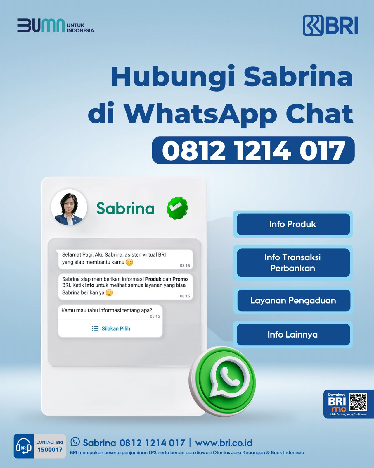 Penuhi Kebutuhan Lebaran 2024, Asisten Virtual BRI Sabrina SiapĀ Gerak