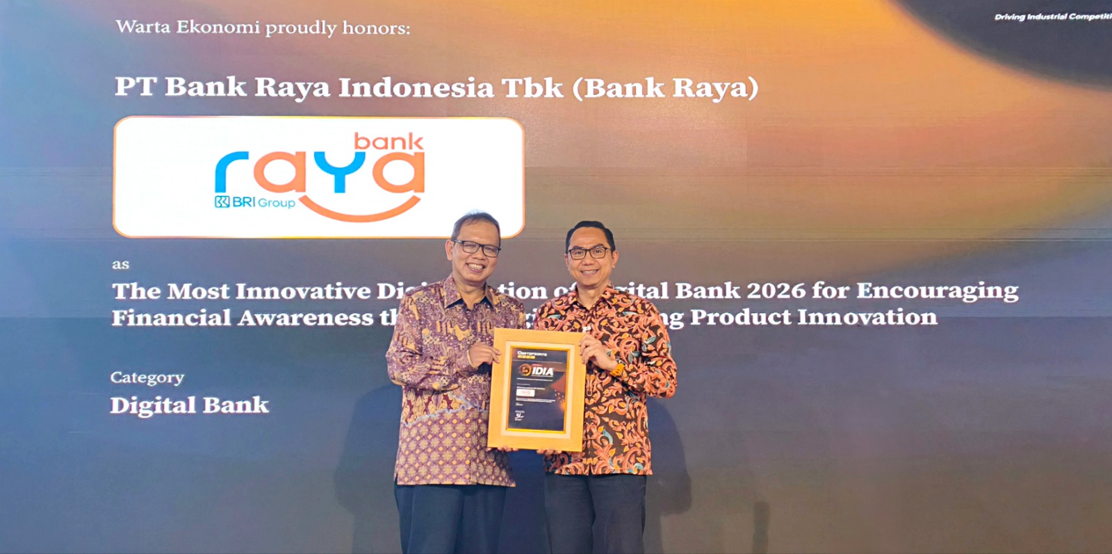 Bank Raya (AGRO) Raih Awards Dalam IDIA 2026, Kategori Digital Bank