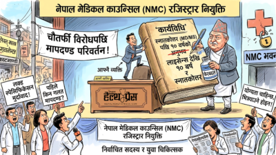 ‘लक्ड स्पेसिफिकेसन’ को आरोपपछि मेडिकल काउन्सिलको रजिस्ट्रार नियुक्ति मापदण्ड परिवर्तन: अब लाइसेन्सपछि १० वर्षको अनुभव भए पुग्ने