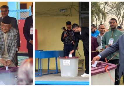 शीर्ष नेताहरूले मतदान गरे, विप्लव १८ वर्षपछि चुनावमा सहभागी