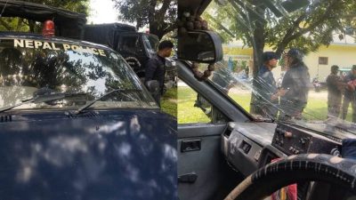 सुनसरीको हरिनगरामा प्रहरीको गाडीमा आक्रमण