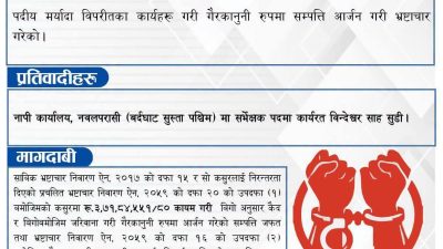 नापी सर्भेक्षक सुडीसँग ३ करोड ७२ लाख अकुत सम्पत्ति