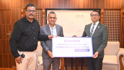 वर्ल्डलिंकद्वारा बाढीपहिरो प्रभावितका लागि १ करोड १ लाख सहयोग