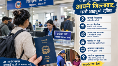 पासपोर्ट बनाउन अब आफ्नै जिल्लाबाट, घरमै आइपुग्ने सुविधा